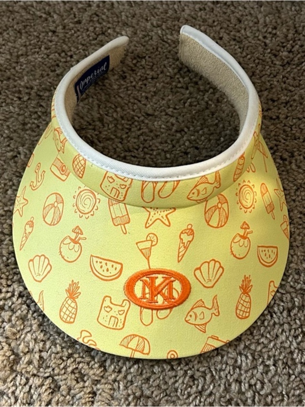 Imperial Women's Yellow Printed Sun Visor with Orange Embroidered Logo